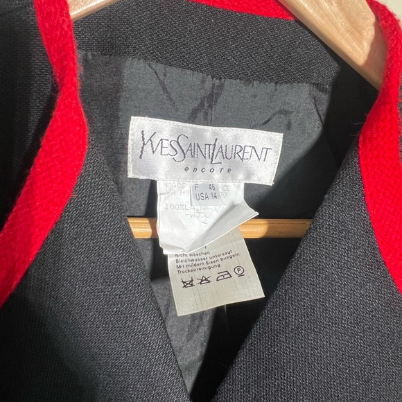 Yves Saint Laurent Encore Black And Red Blazer Made In France Size 14 Laine Wool - Picture 4 of 10